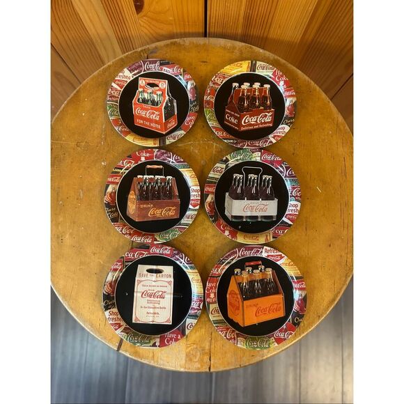 1999 Coca Cola Assorted Tin Metal Coasters Set of Six (6) 3.5" (5372) - Picture 1 of 8